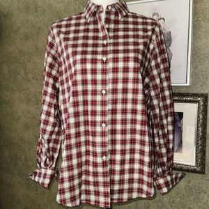Ralph Lauren Chaps Red Plaid Button Up Blouse Size M
